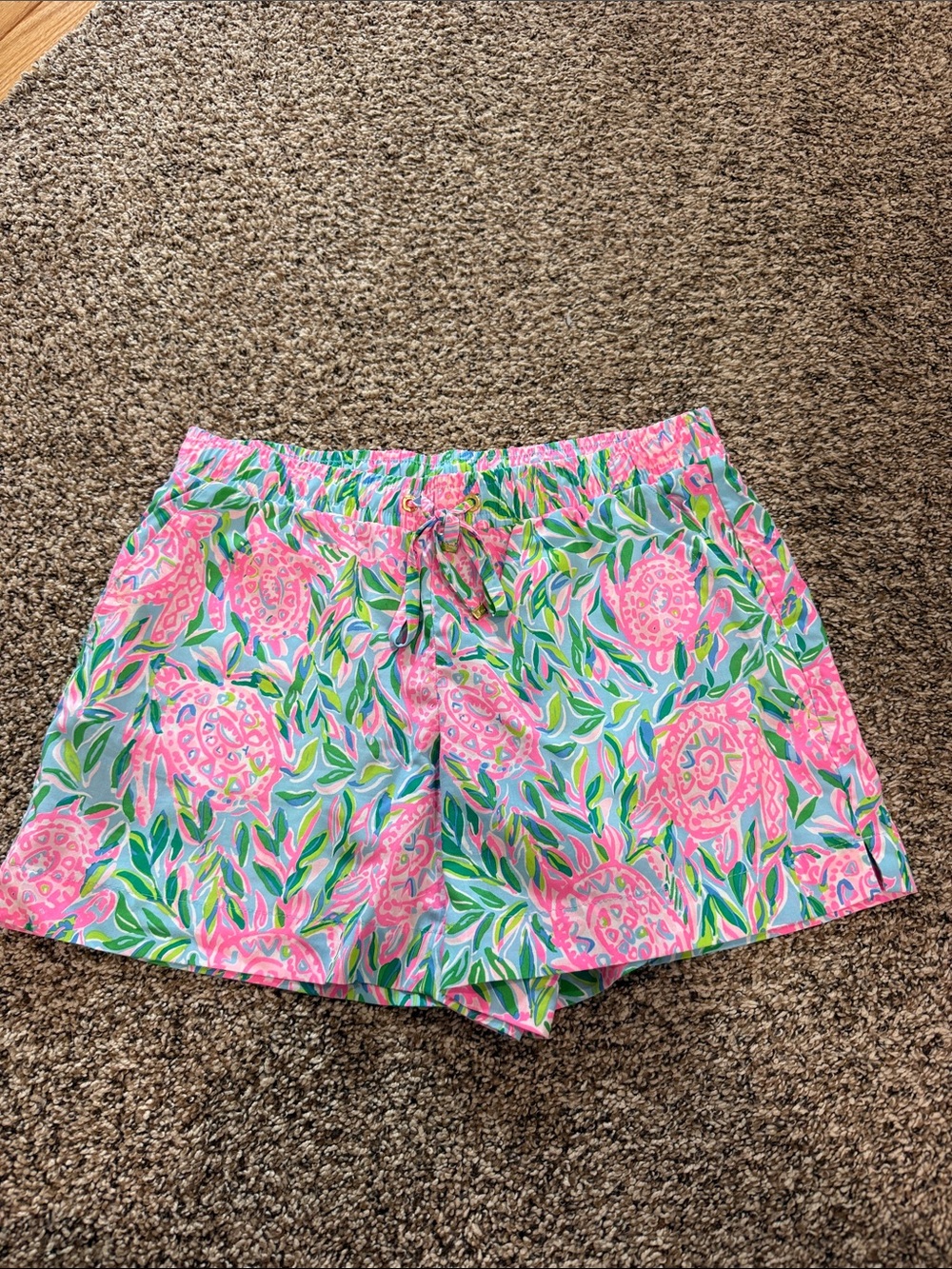 Lilly Pulitzer Pink & Green Floral Drawstring Shorts